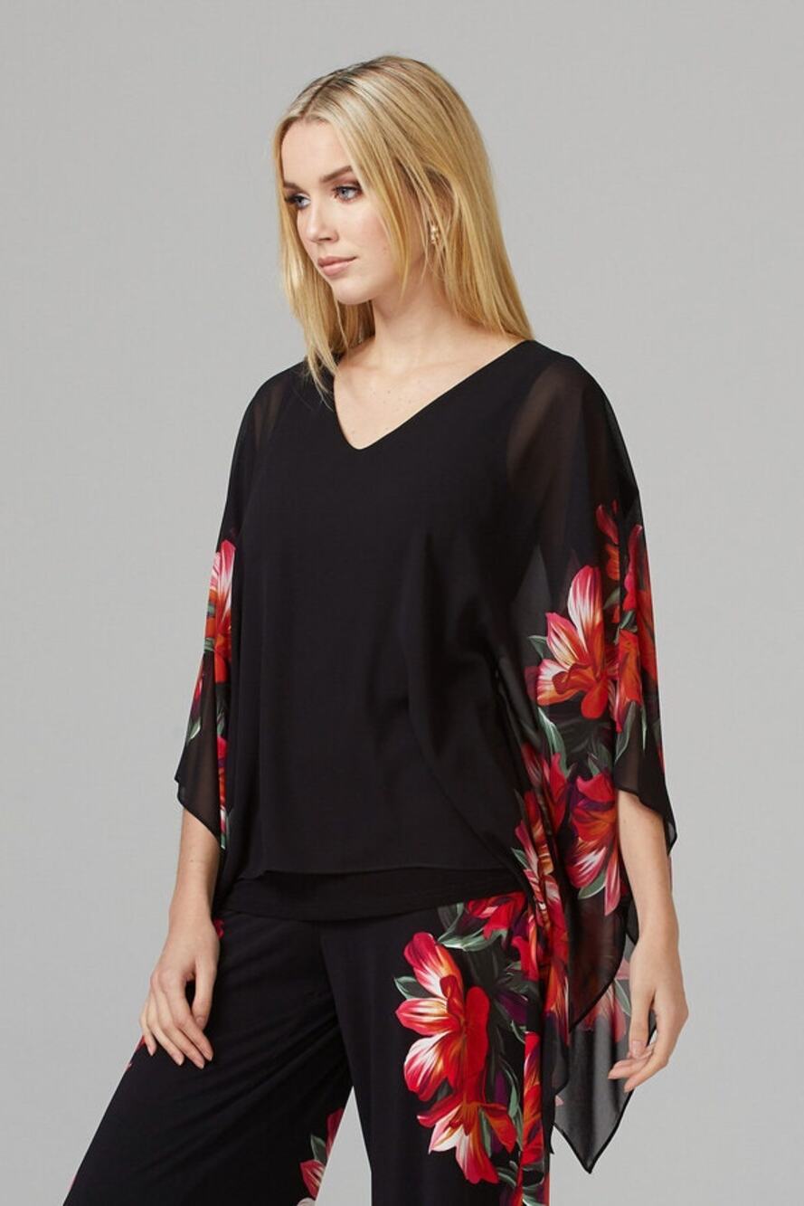 Joseph Ribkoff NEW Blouse Style 201496 Asymmetrical Floral Overlay Size 18